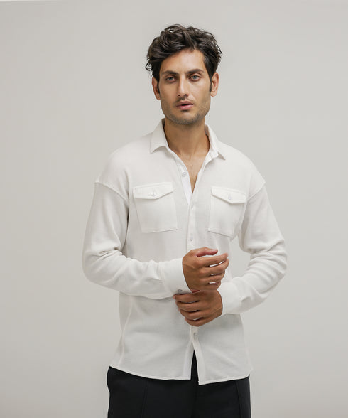 Men's Waffle Button Down Shirt